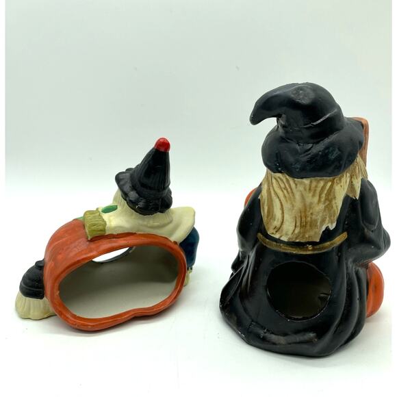 Vintage Halloween Ceramic votive  set of‎ two witch and pumpkin - Picture 4 of 6